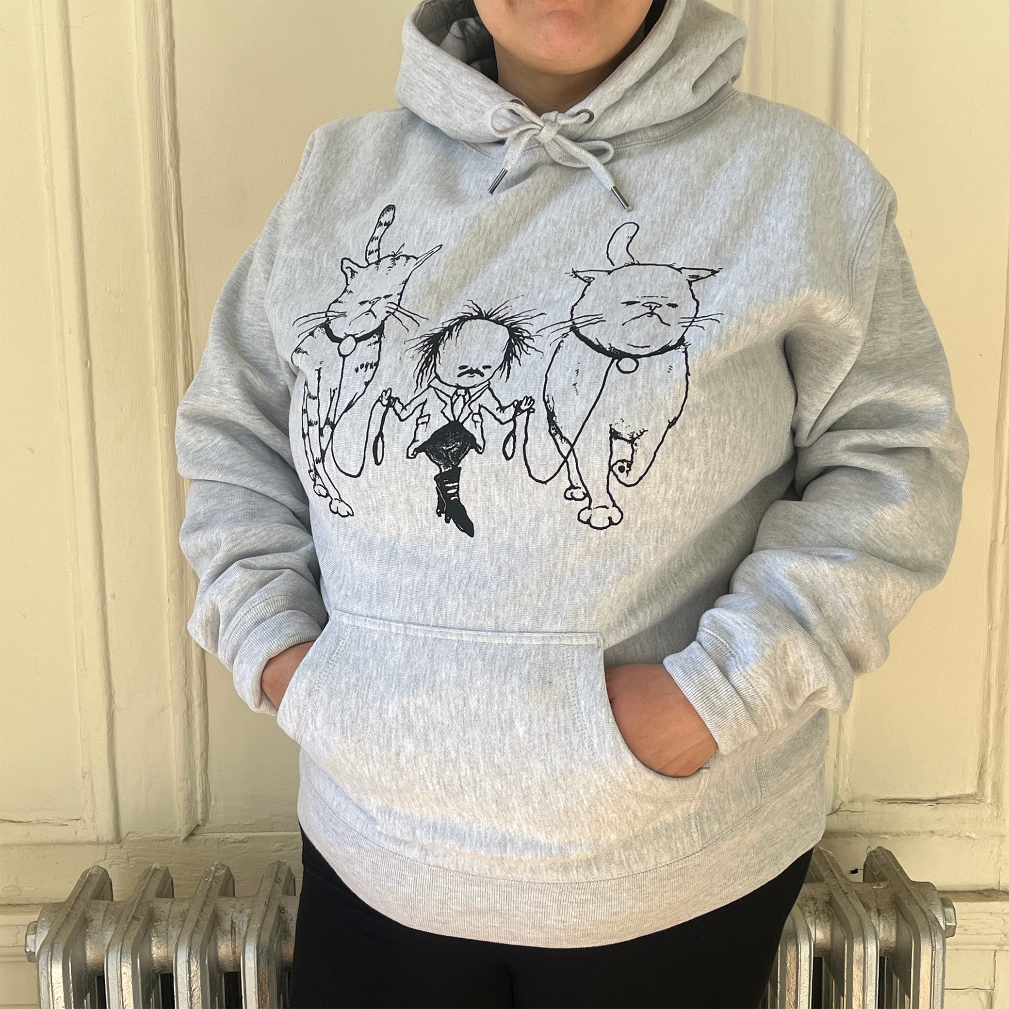 Grey cat hoodie hot sale